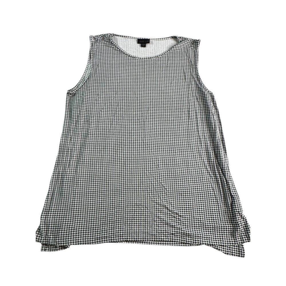 J Jill Wearever Collection Houndstooth Tank Top Womens Large Petite Stretch